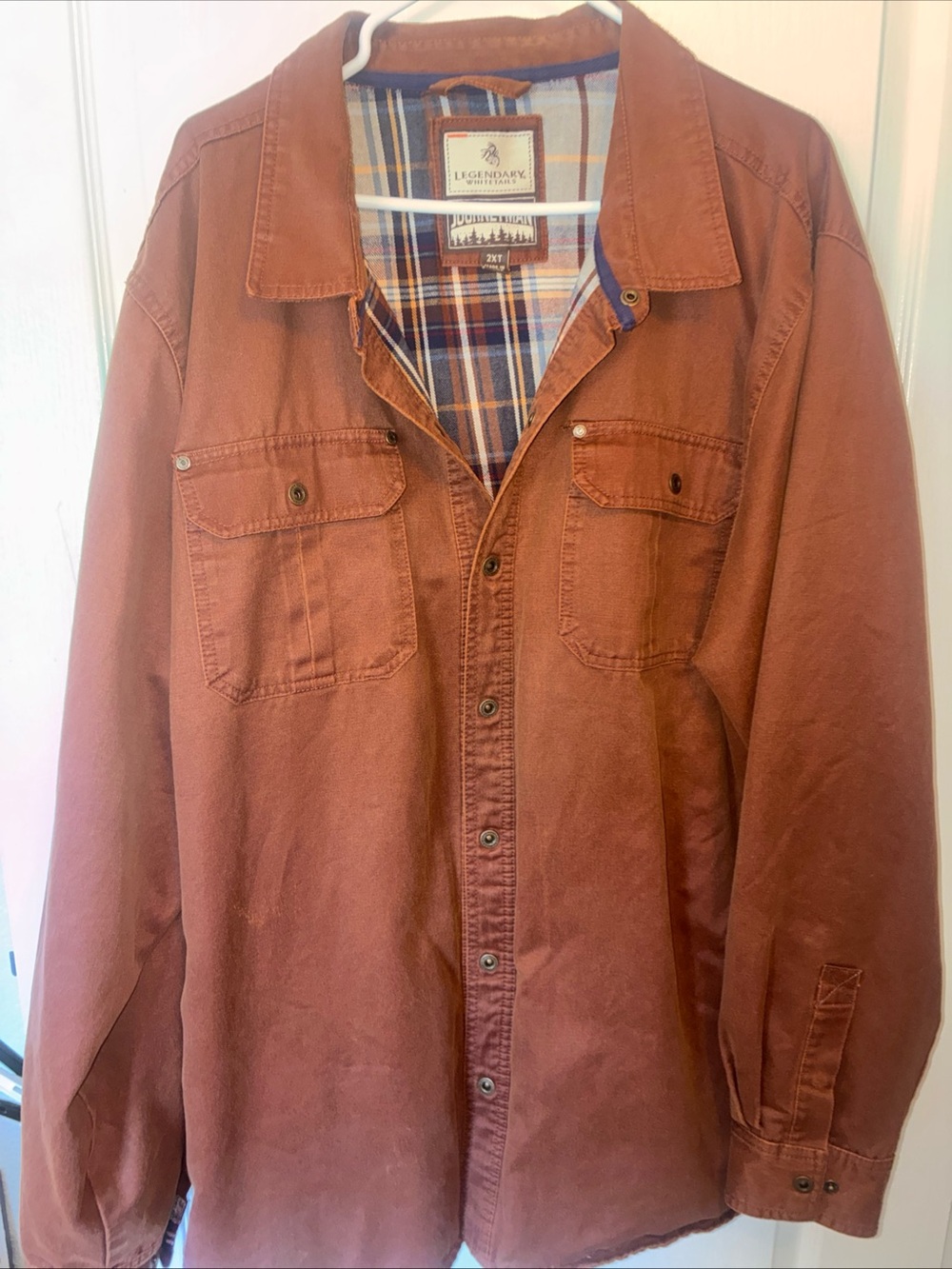 Legendary Whitetails Men's Rust Brown Shirt-Jacket with Plaid Lining